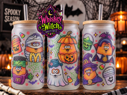 Halloween Nuggets Bundle Set – Frosted Glass Tumbler + 2 Car Coasters