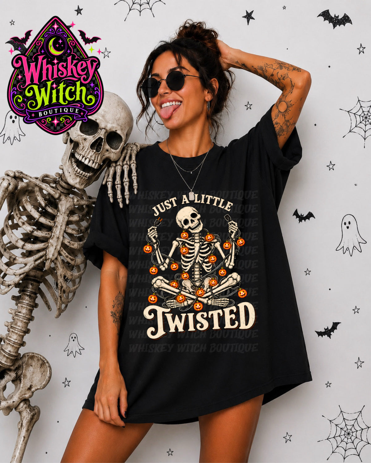 Just a Little Twisted Skeleton Halloween Shirt or Sweatshirt