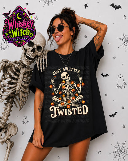 Just a Little Twisted Skeleton Halloween Shirt or Sweatshirt