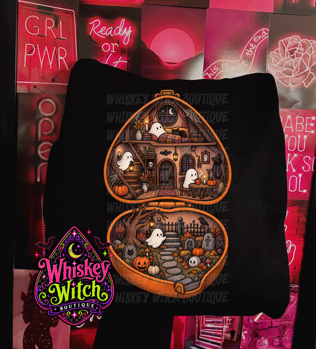 Cute Ghost Haunted House Shirt | Vintage Spooky Halloween Tee & Sweatshirt