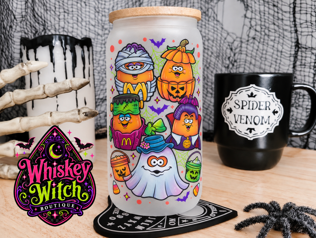 Halloween Nuggets Bundle Set – Frosted Glass Tumbler + 2 Car Coasters