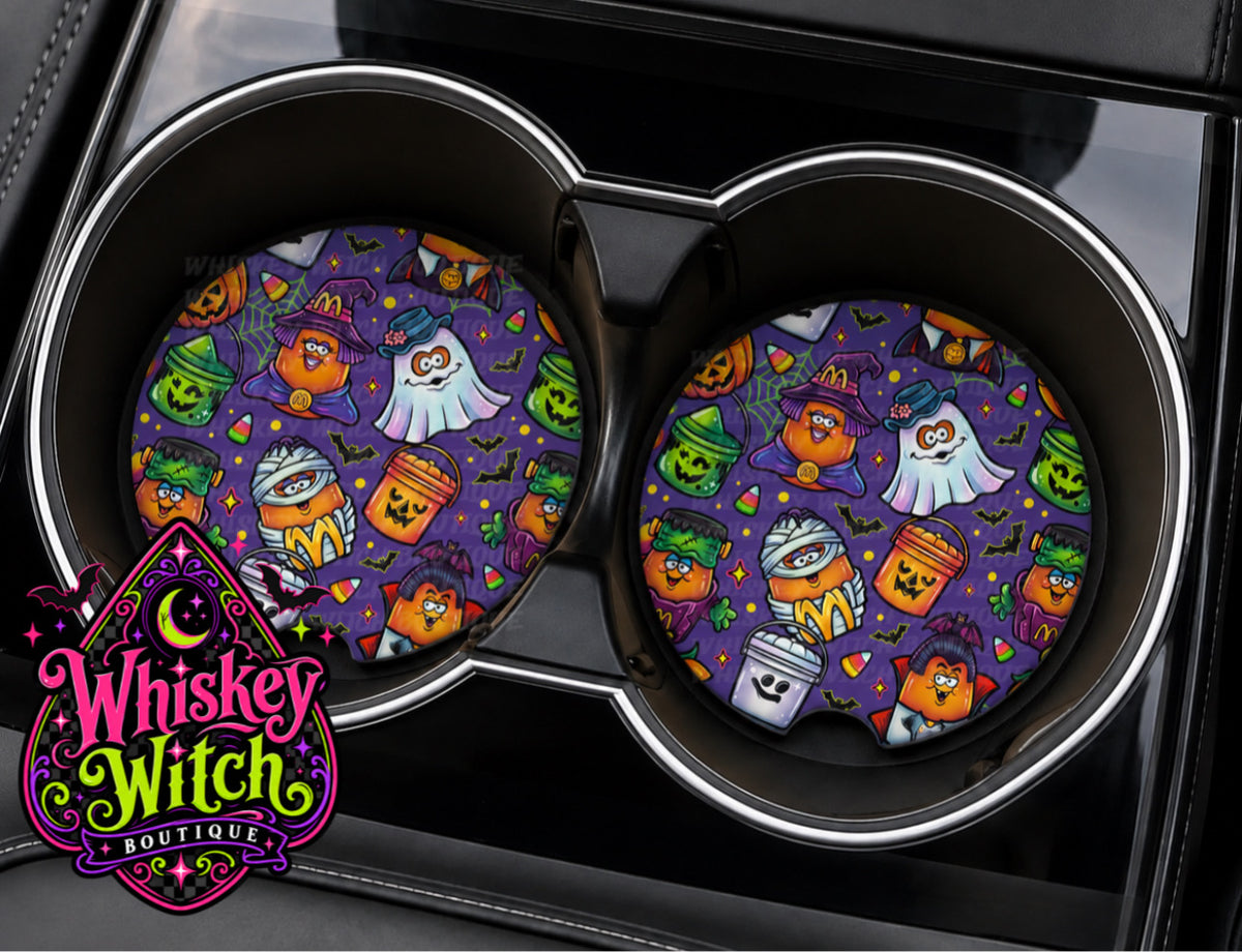 Halloween Nuggets Bundle Set – Frosted Glass Tumbler + 2 Car Coasters