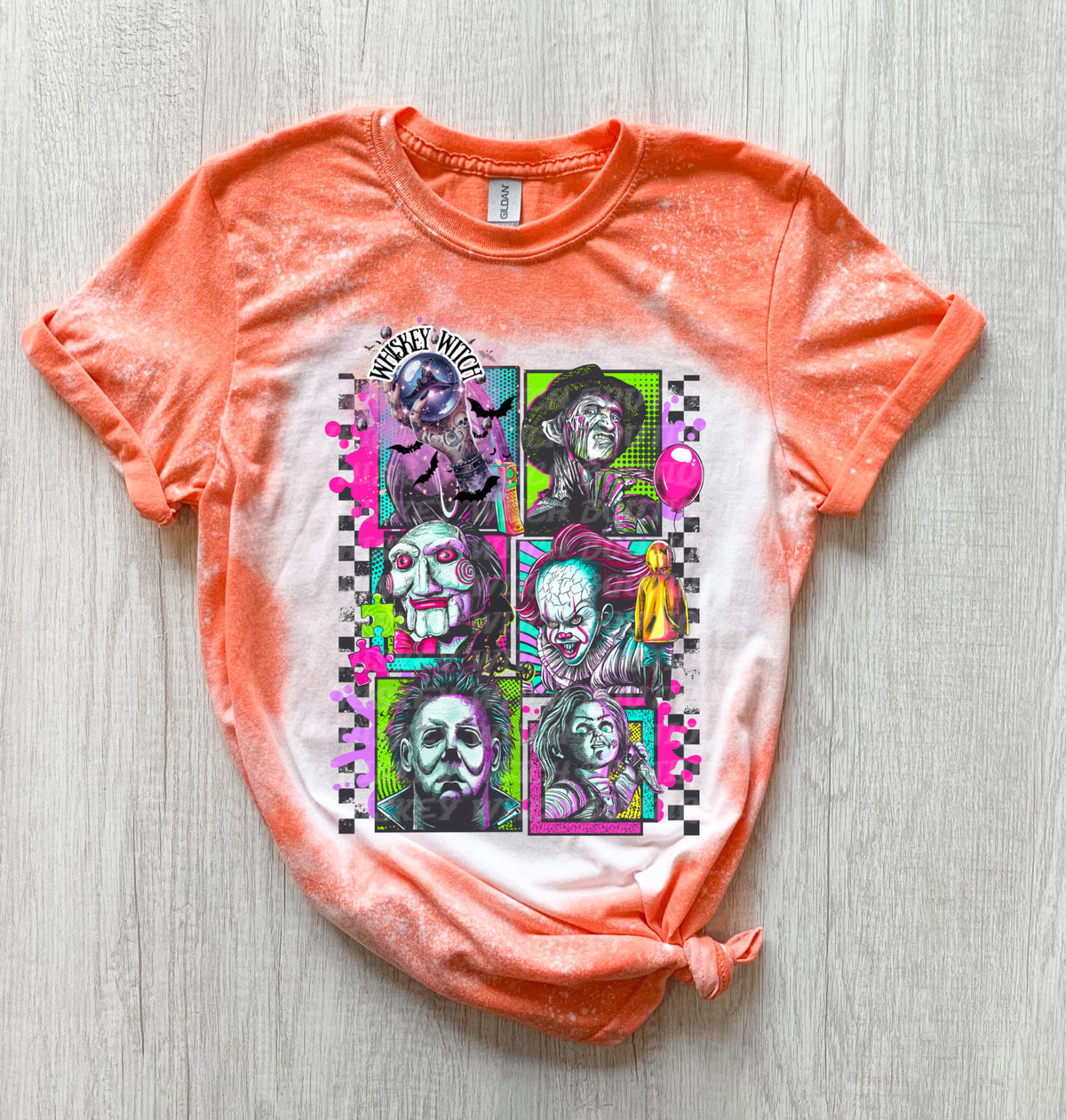Vintage Horror Retro Handmade Bleached shirt