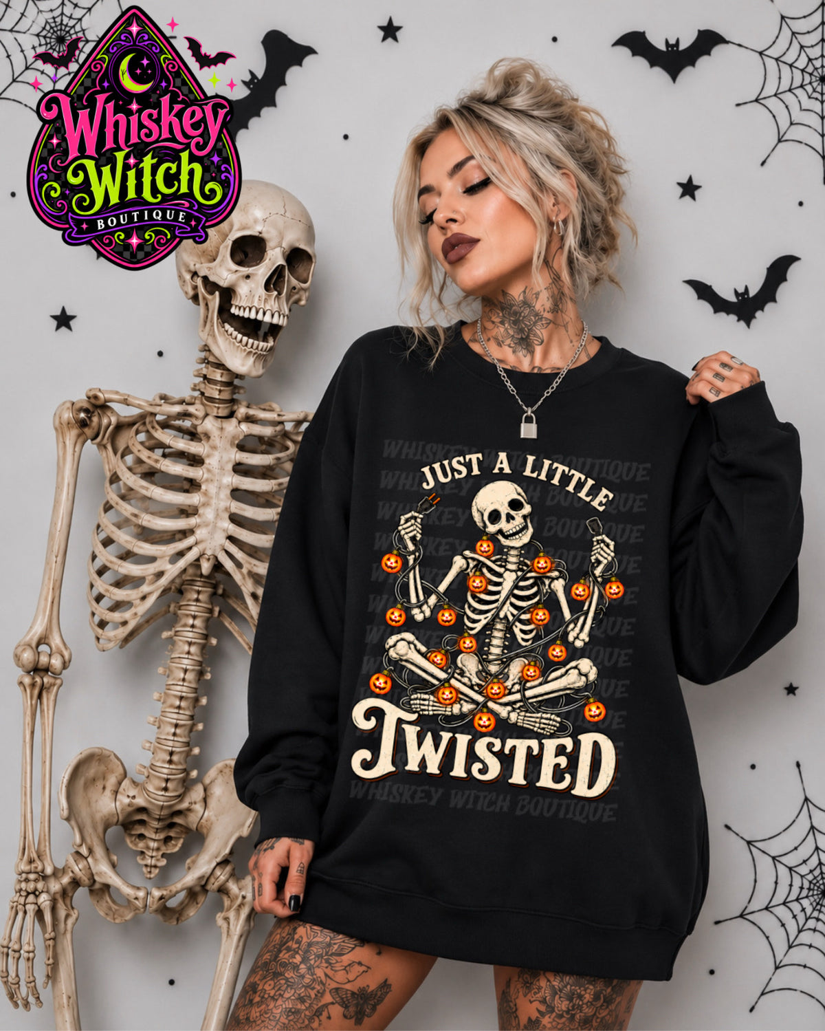 Just a Little Twisted Skeleton Halloween Shirt or Sweatshirt