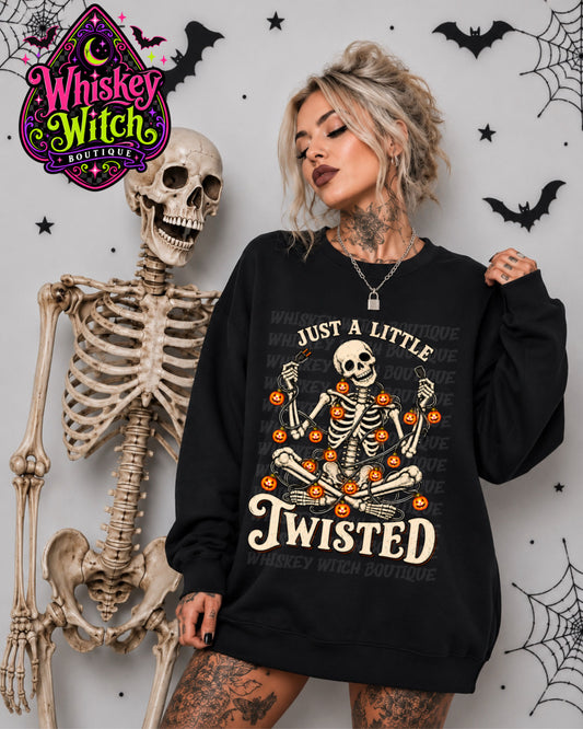 Just a Little Twisted Skeleton Halloween Shirt or Sweatshirt