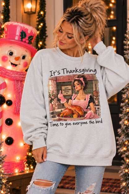 Funny Thanksgiving Sweatshirt, Give Everyone the Bird Shirt, Sarcastic Thanksgiving Crewneck, Retro Holiday Humor