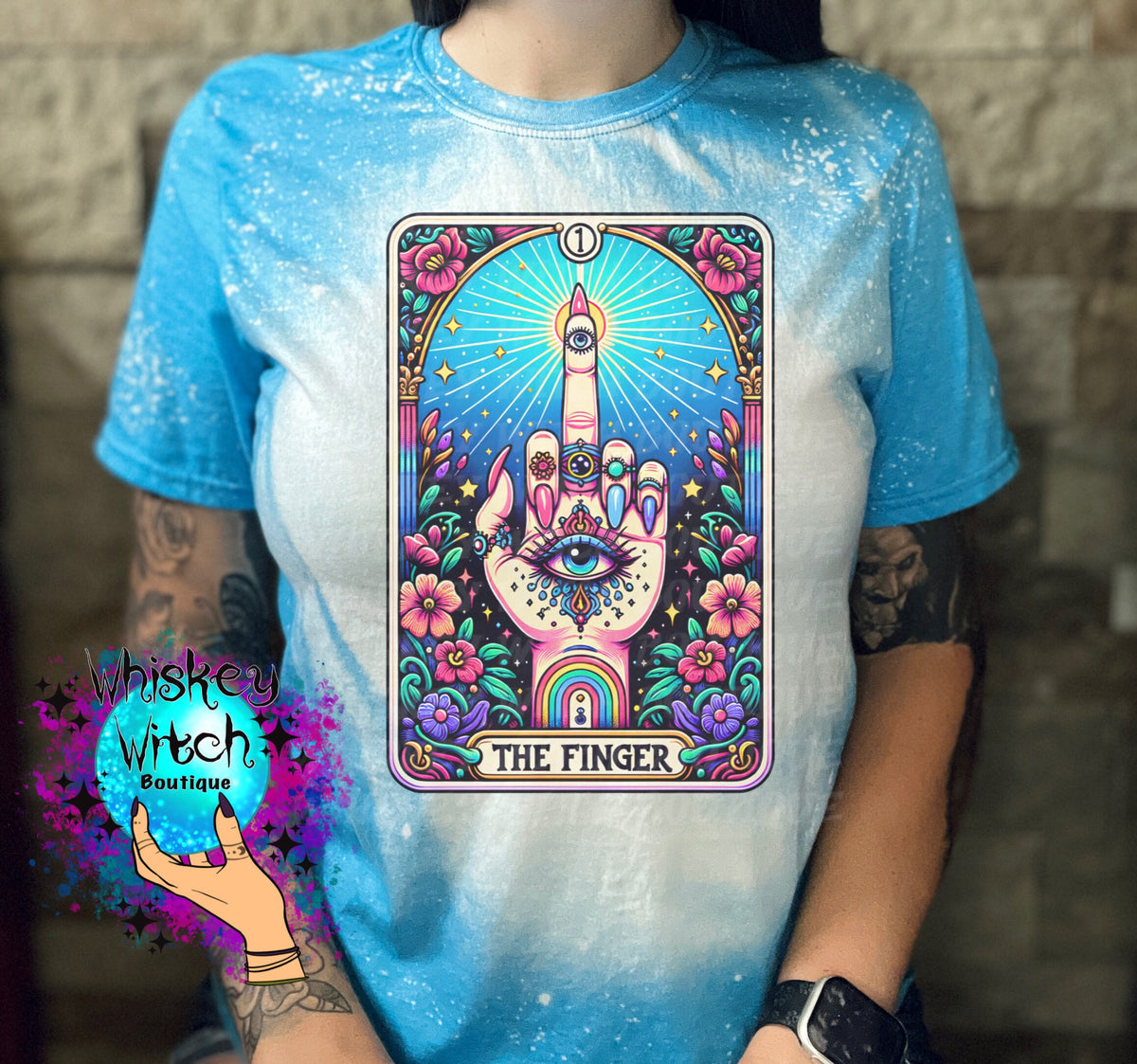 Tarot The Finger Skeleton bleached t shirt | vintage | retro | soft tee | custom | horror | goth | bleached tee | spooky tee | witchy