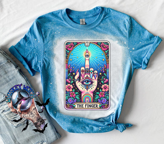 Tarot The Finger Skeleton bleached t shirt | vintage | retro | soft tee | custom | horror | goth | bleached tee | spooky tee | witchy