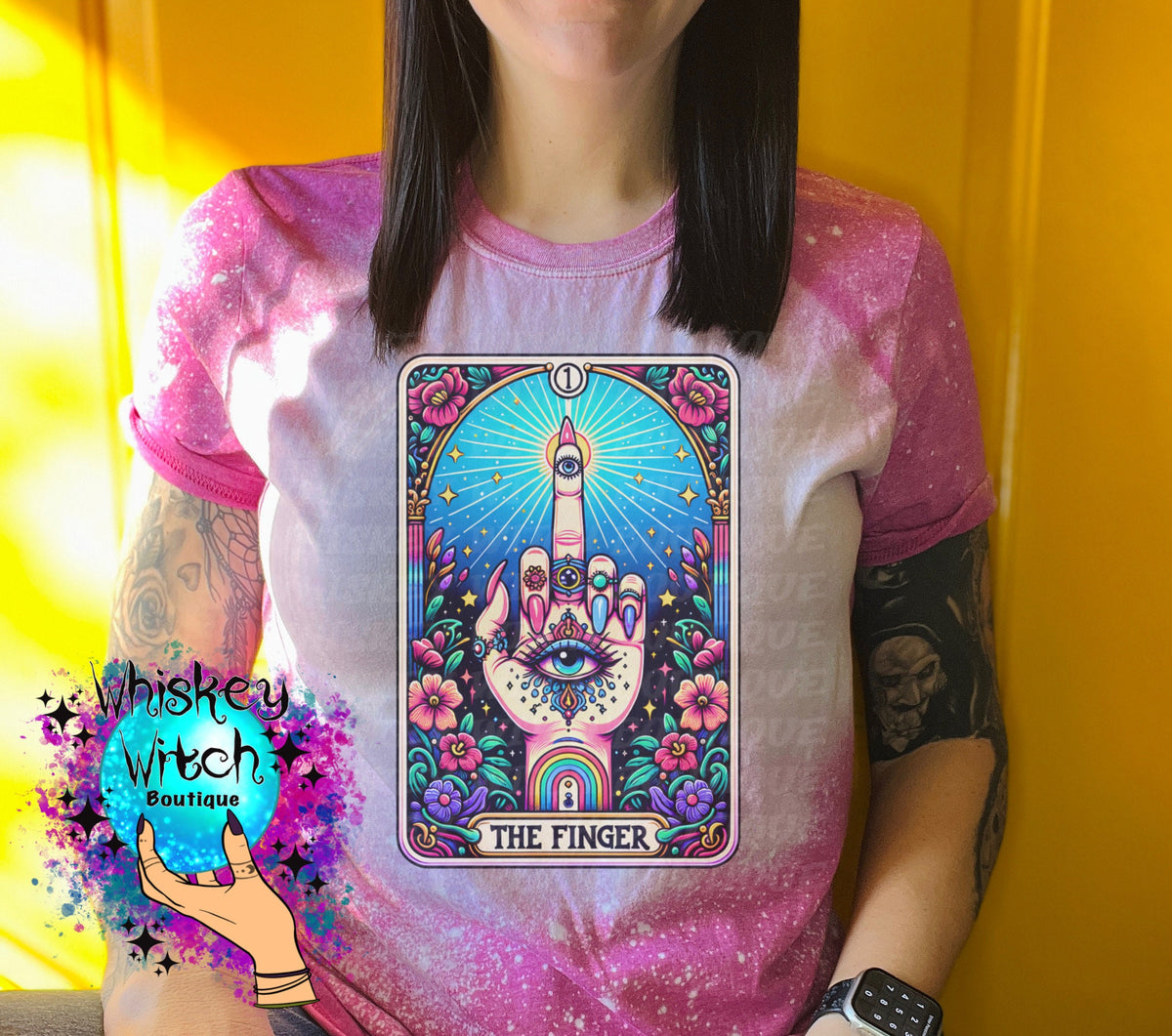 Tarot The Finger Skeleton bleached t shirt | vintage | retro | soft tee | custom | horror | goth | bleached tee | spooky tee | witchy