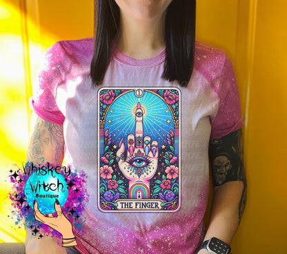 Tarot The Finger Skeleton bleached t shirt | vintage | retro | soft tee | custom | horror | goth | bleached tee | spooky tee | witchy