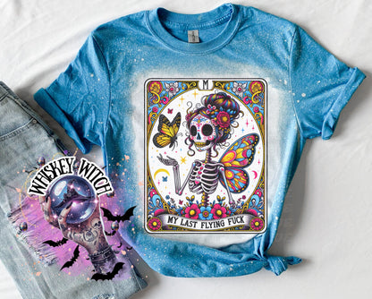 Funny Tarot My Last |Skeleton bleached t shirt | vintage | retro | distressed | custom | horror | goth | bleached tee | graphic tee | witchy