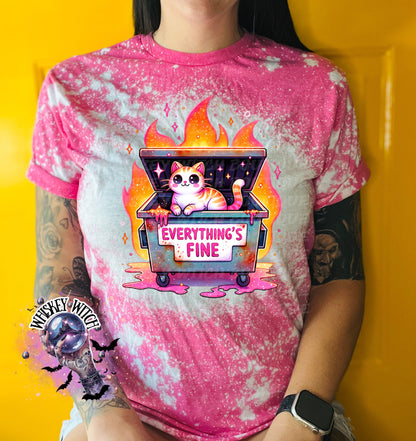 Everything’s Fine cat | vintage | retro | distressed | custom | funny shirt | Halloween | gift | snarky | goth | custom | mom | summer