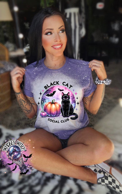 Black Cat Socia Club | vintage | retro | distressed | custom | funny shirt | Halloween | gift | snarky | goth | custom | mom | summer
