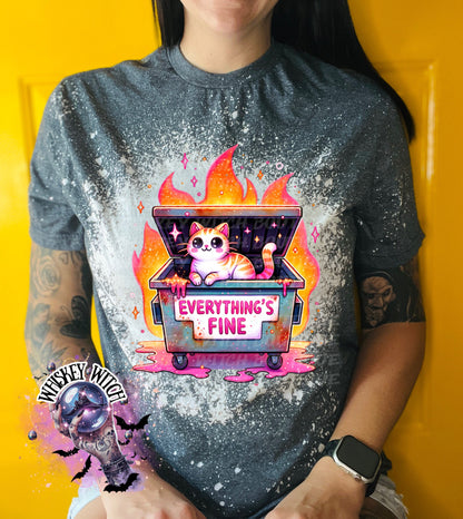 Everything’s Fine cat | vintage | retro | distressed | custom | funny shirt | Halloween | gift | snarky | goth | custom | mom | summer