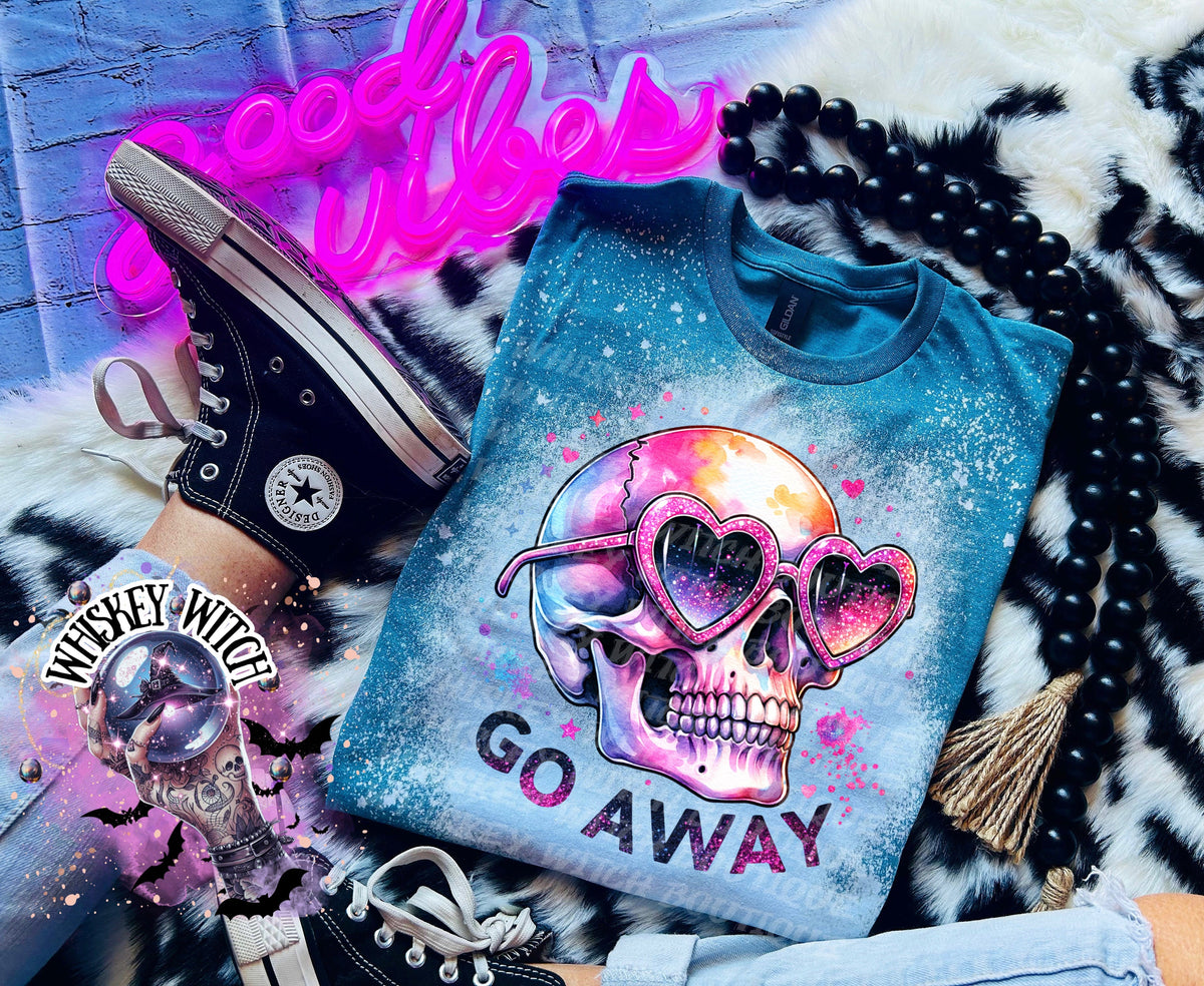 Go Away Skeleton summer | vintage | retro | distressed | custom | funny shirt | Halloween | gift | snarky | goth | custom | mom | summer