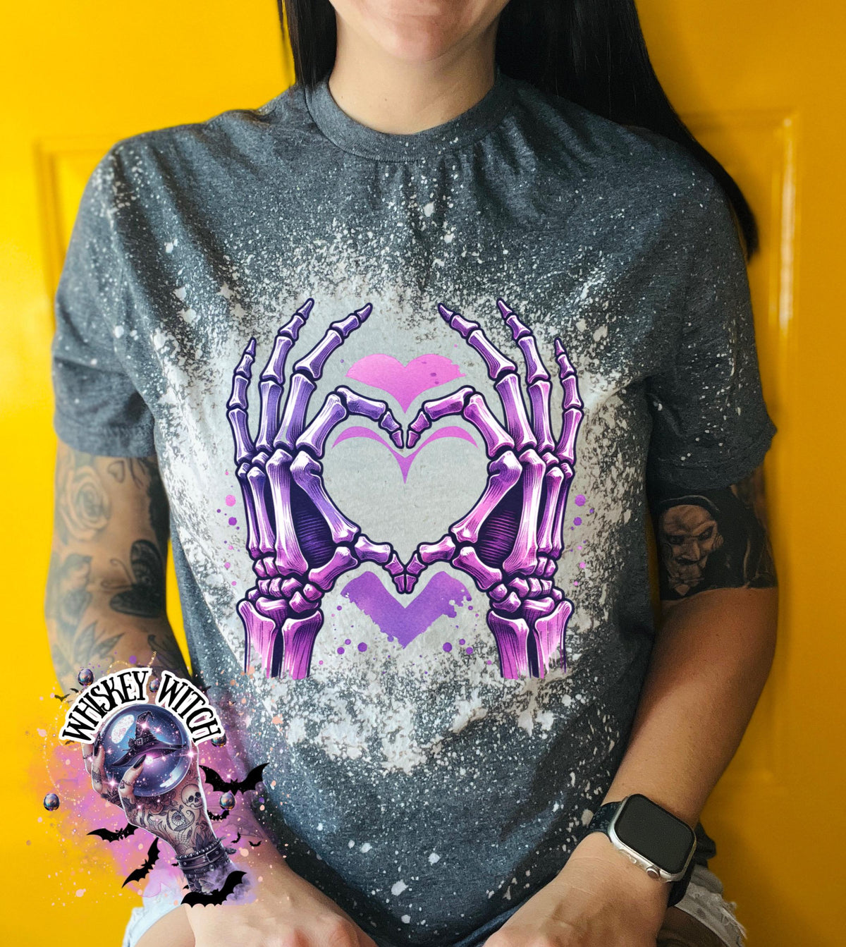 Spooky Skeleton Hands with heart | vintage | retro | distressed | custom | funny | Halloween | gift | womens shirt | goth | Valentine’s Day
