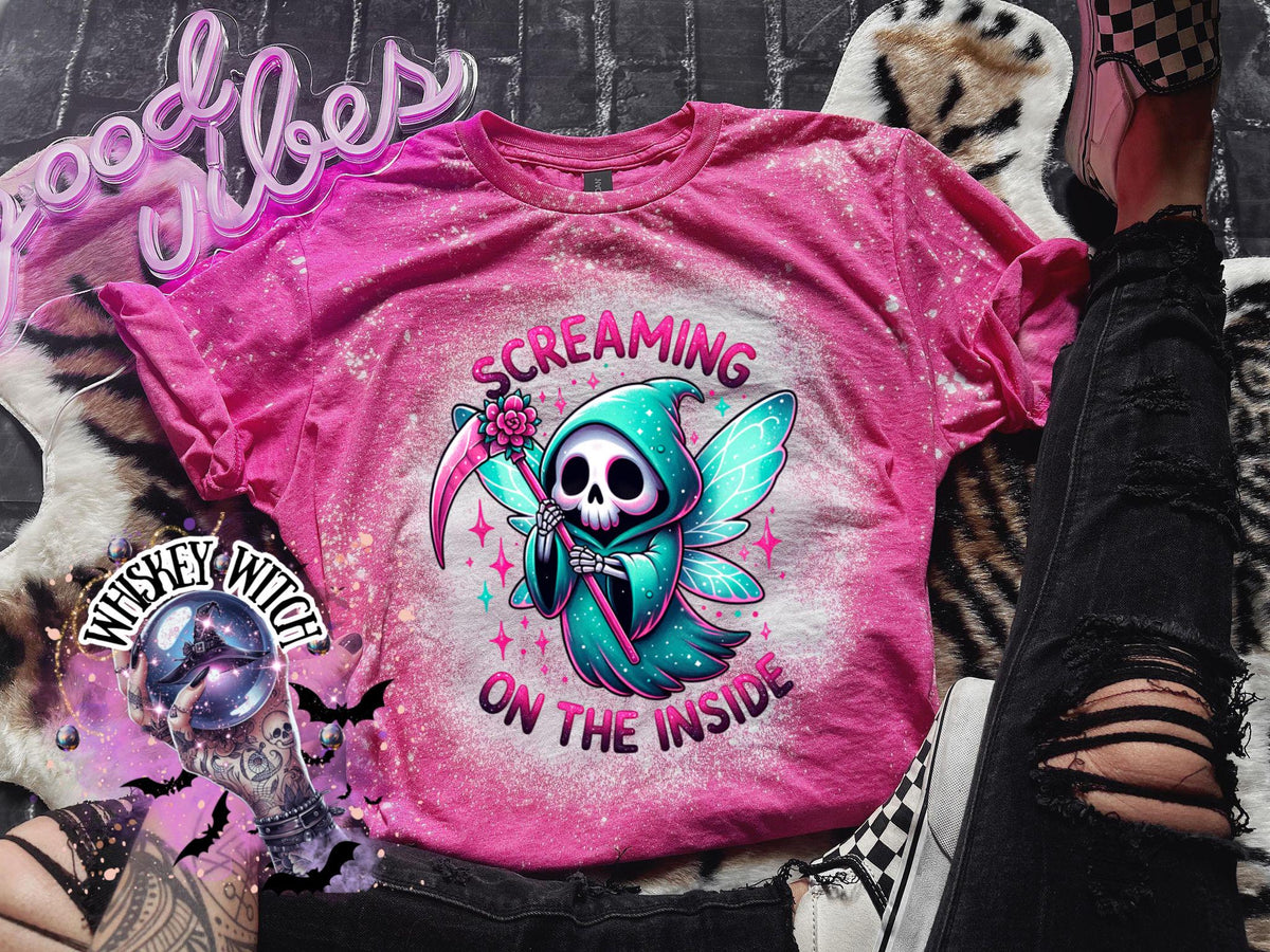 Bleached Shirt Spooky Screaming On The Inside | goth T shirt | gift | tshirt | gift for her | snarky | sarcastic | soft tee | creepy