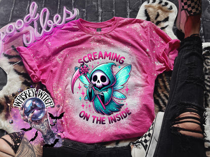 Bleached Shirt Spooky Screaming On The Inside | goth T shirt | gift | tshirt | gift for her | snarky | sarcastic | soft tee | creepy