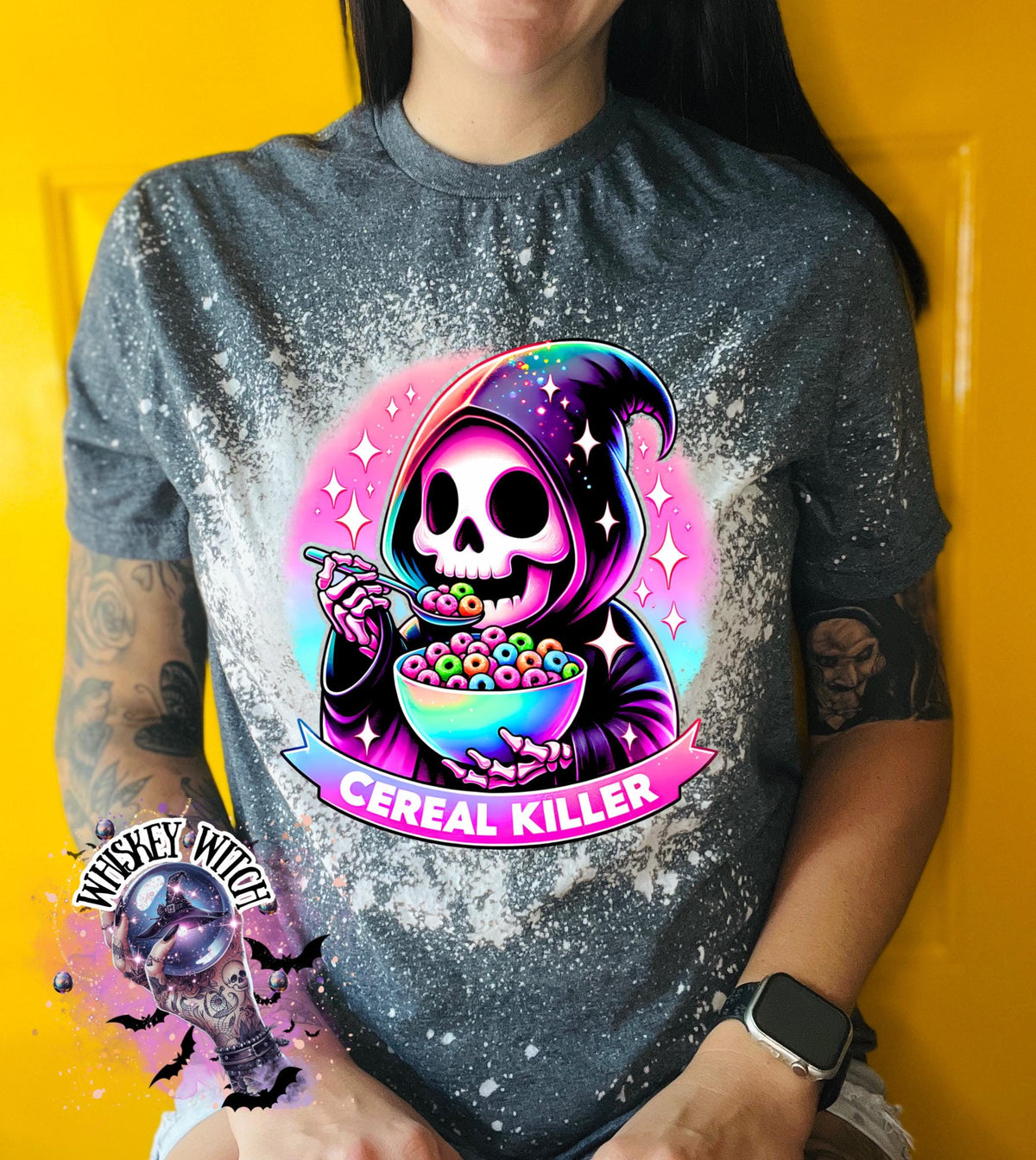 Bleached tshirt Cereal Killer reaper spooky | vintage | retro | custom | funny shirt | Halloween | gift  | snarky | goth | custom | soft tee