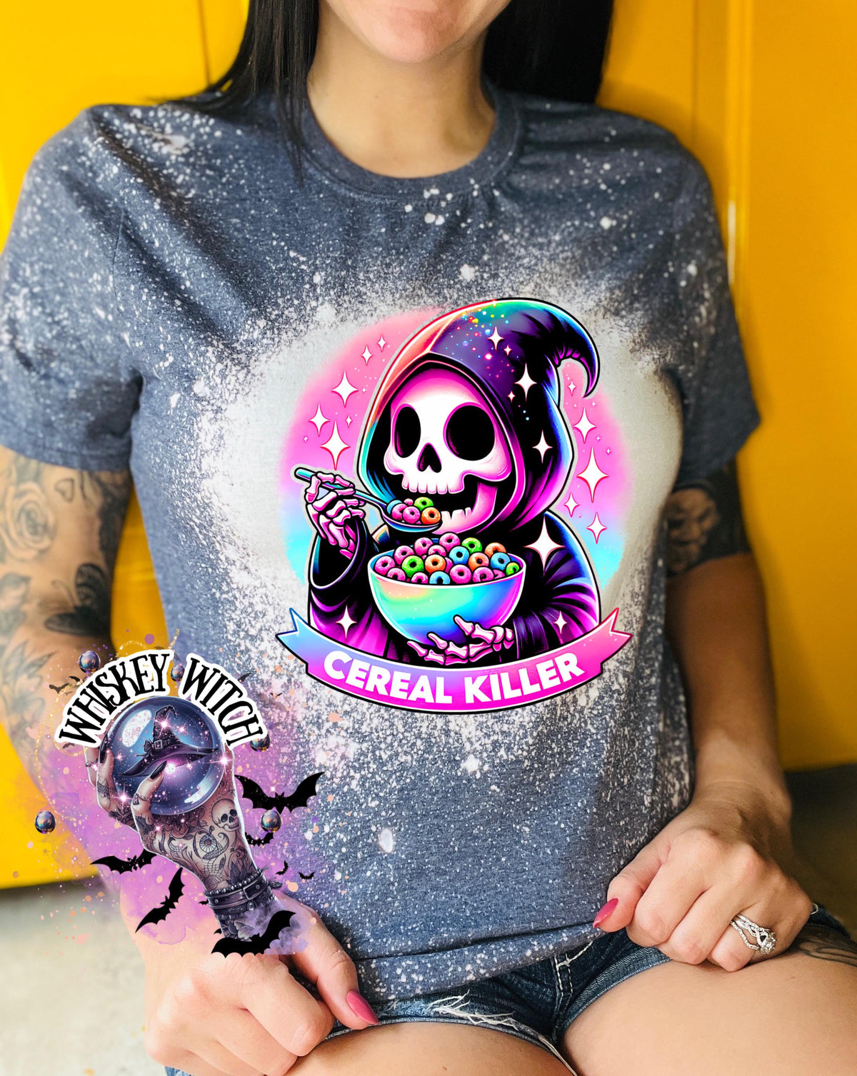Bleached tshirt Cereal Killer reaper spooky | vintage | retro | custom | funny shirt | Halloween | gift  | snarky | goth | custom | soft tee