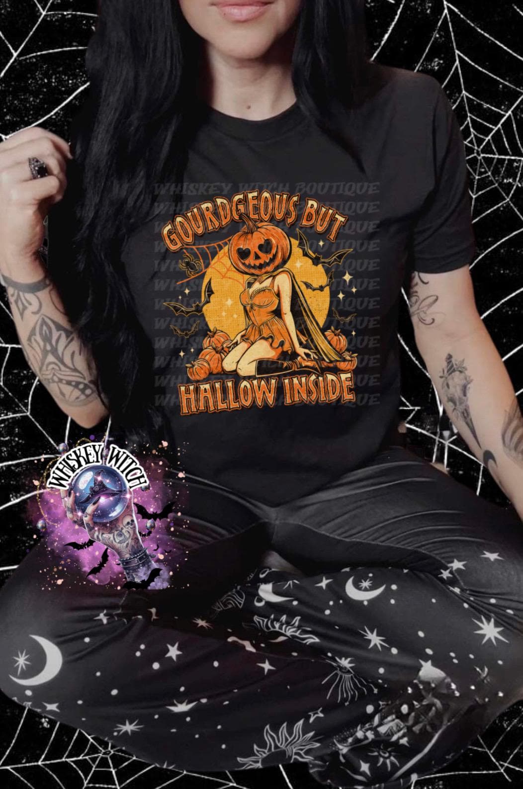 Hallow Inside Spooky Pumpkin Gorgeous | Witchy T shirt | vintage | retro | distressed | custom | funny| Halloween | gift | custom | trending | trendy