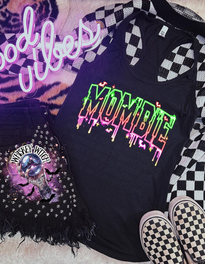 Spooky Neon Mombie Mom Summer Womens TankTop | mama shirt | Halloween | gifts for her | handmade | soft top | trendy | retro | vintage