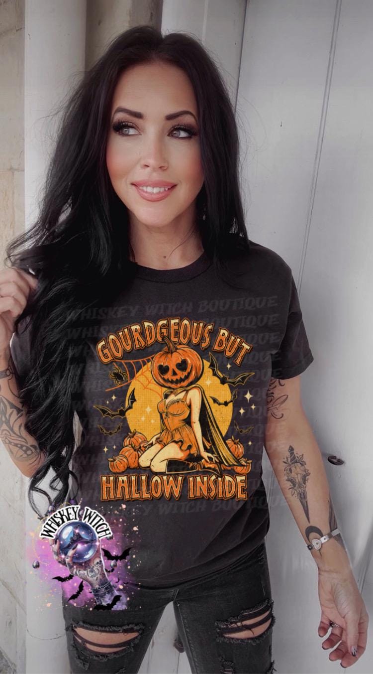 Hallow Inside Spooky Pumpkin Gorgeous | Witchy T shirt | vintage | retro | distressed | custom | funny| Halloween | gift | custom | trending | trendy