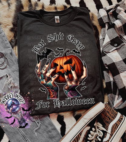 Crazy For Halloween Bats Creepy Pumpkin Witchy Vintage Halloween Graphic Tee | Spooky season shirt | vintage | comfy | gifts for her