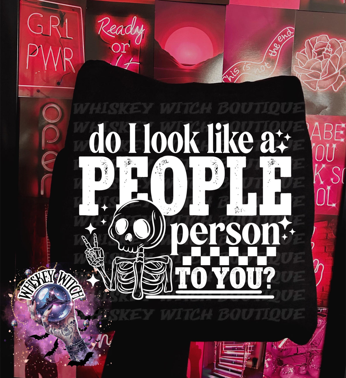 Do I Look Like A People Person To You Funny Skeleton Witch T Shirt, Witchy Graphic Tee, Spooky Humor Shirt, Witch Aesthetic Top, soft tee
