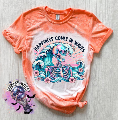 Happiness Comes in Waves vintage | retro | distressed | custom | funny shirt | Halloween | gift | snarky | goth | custom | summer | skull