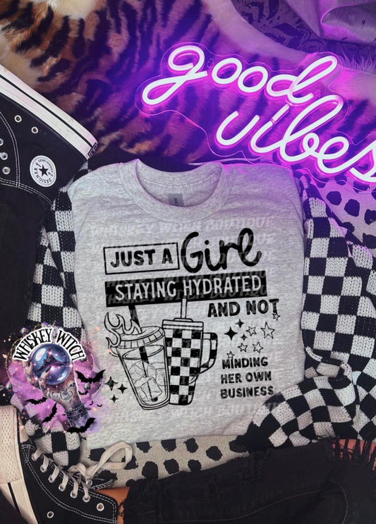 Just A Girl Staying Hydrated grunge snarky funny Vintage halloween T Shirt, spooky Graphic Tee, Spooky Humor Shirt, retro Aesthetic Top
