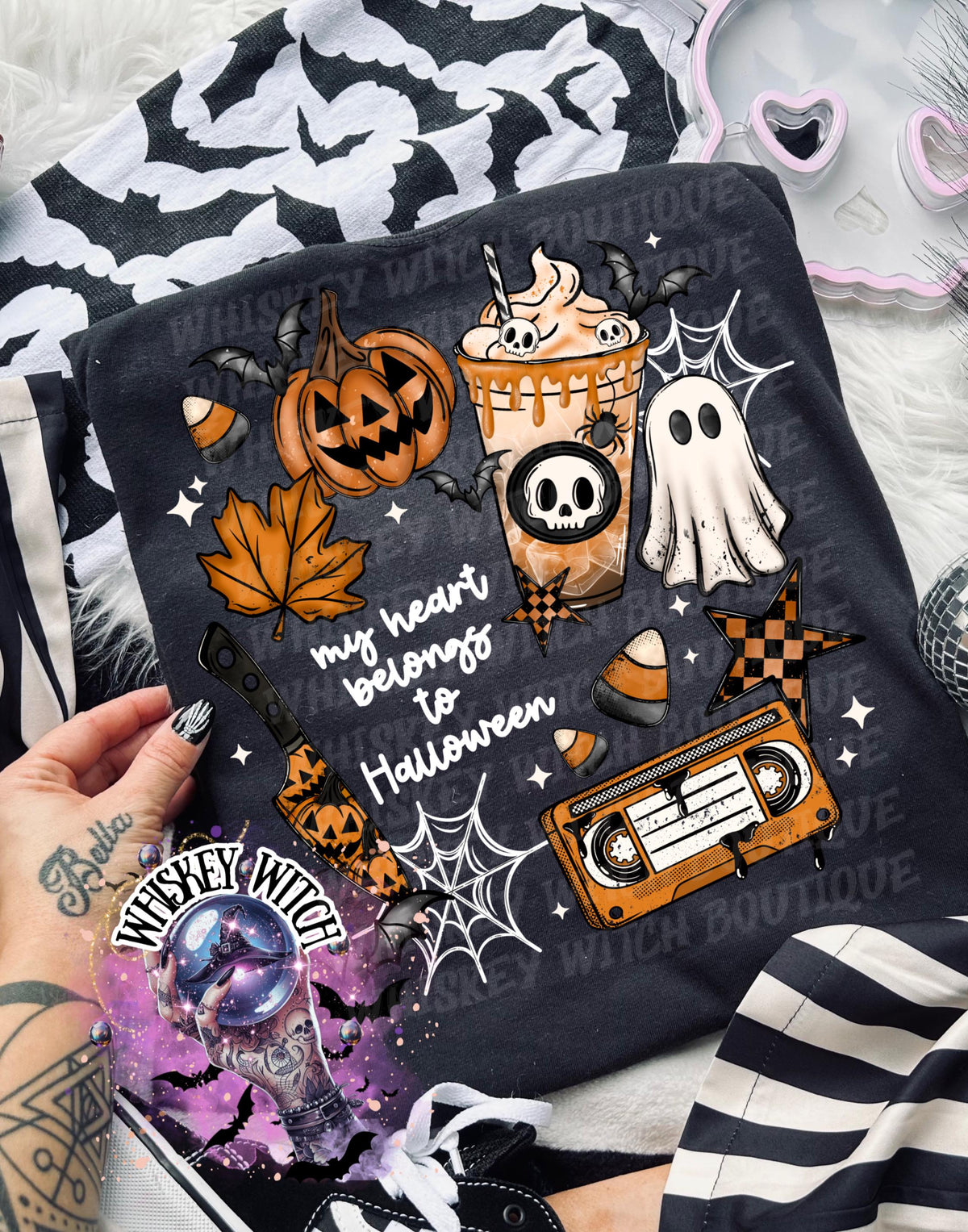 My Heart Belongs to Halloween T-Shirt: Witchy Retro Graphic Tee