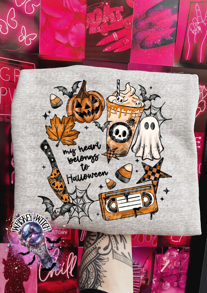 My Heart Belongs to Halloween T-Shirt: Witchy Retro Graphic Tee