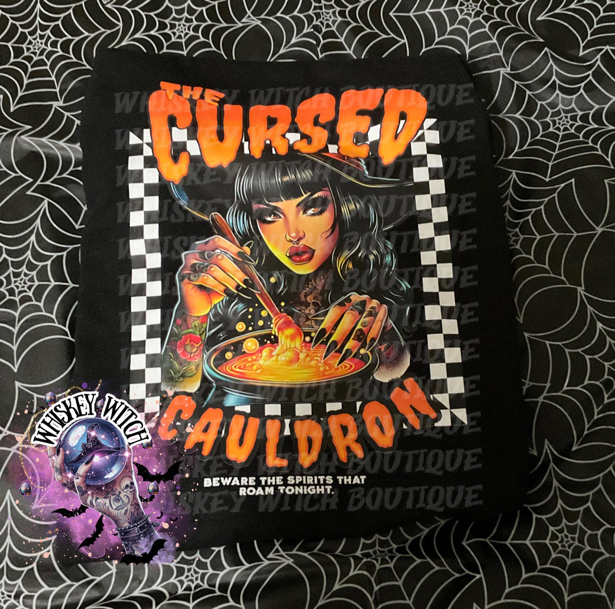 The Cursed Cauldron Witchy Halloween Shirt | cute shirt | cozy | retro | vintage | comfy | gift | handmade | spooky | summerween | witch