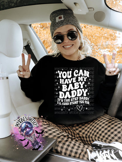 Funny Sarcastic Wavy Text Baby Daddy, Step Daddy Shirt, Mom humor