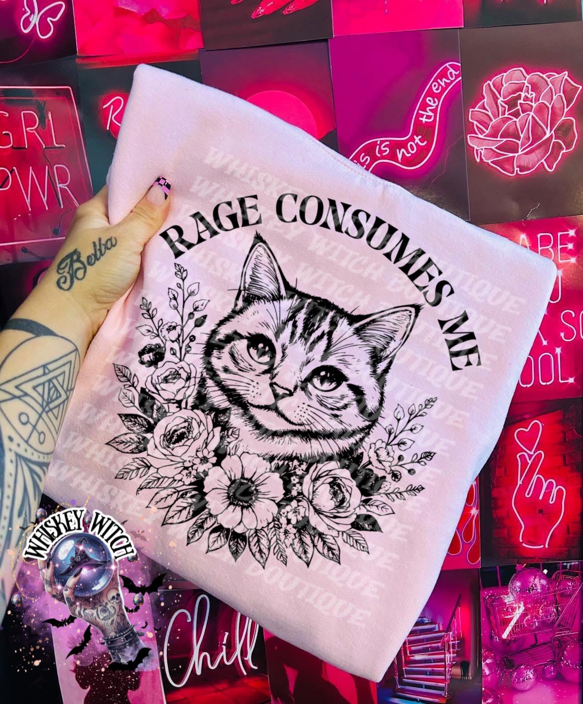 Rage Consumes Me Cat Sweatshirt, Funny Grumpy Kitty Floral Crewneck Vintage Floral Cat Graphic tee