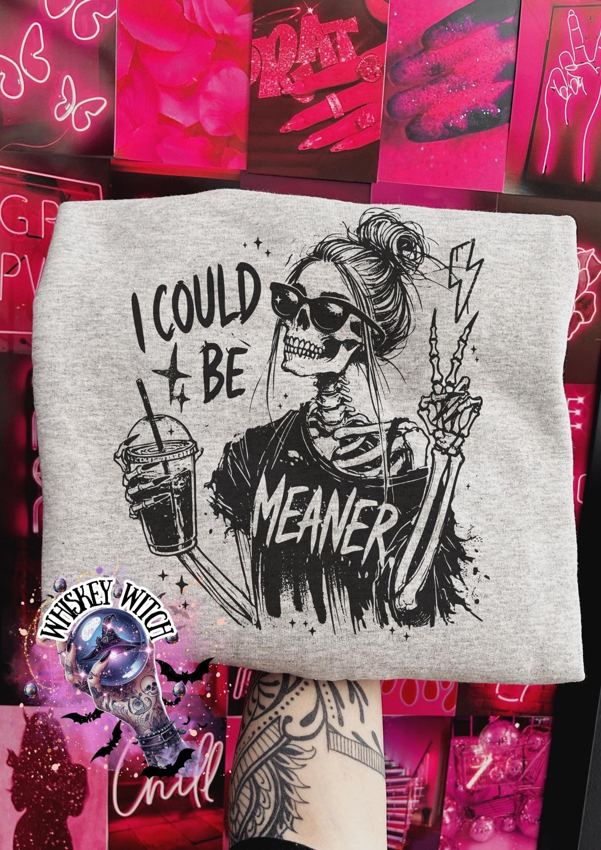 Skeleton Coffee shirt, I Could Be Meaner sassy sarcastic quote, edgy unisex shirt, grunge gothic style