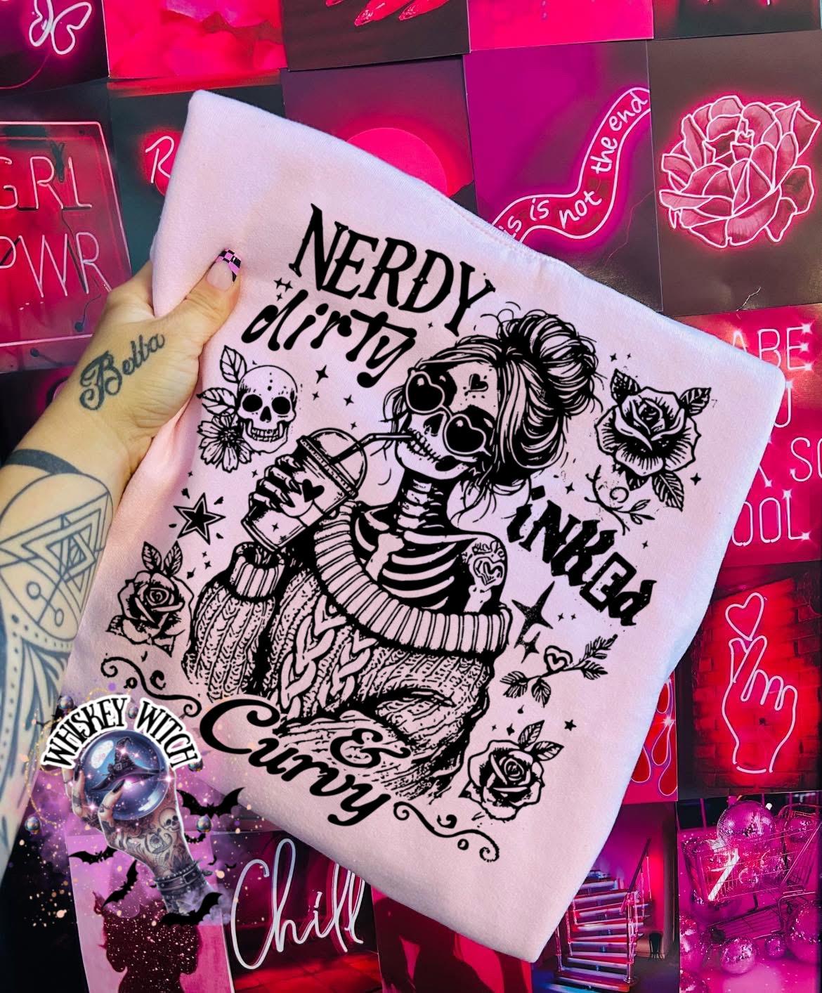 Body Positive Tattoo Shirt, Nerdy Dirty Inked Curvy Graphic Tee, funny alternative skeleton girl