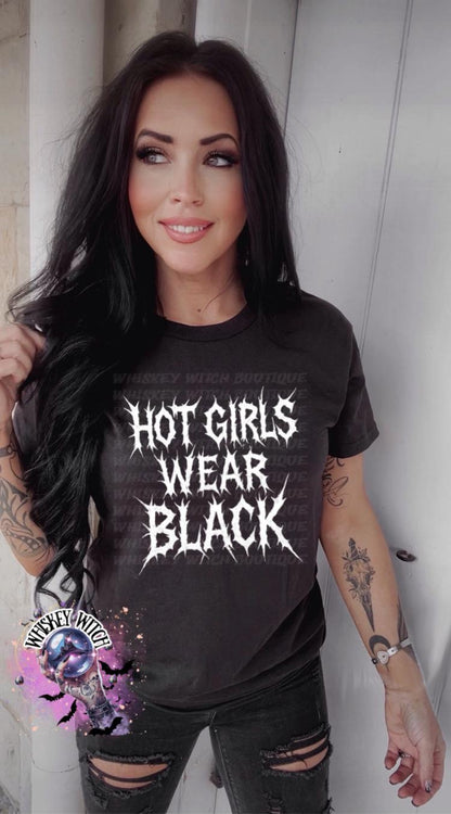 Hot Girls Wear Black Goth Graphic T-Shirt, Unisex Cotton Tee, witchy alternative shirt