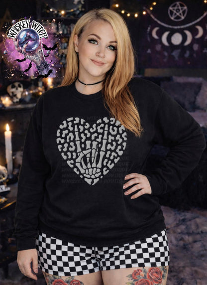 Skeleton Hand Heart T-Shirt, Black Spooky Valentine Goth Tee