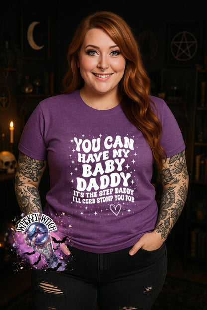 Funny Sarcastic Wavy Text Baby Daddy, Step Daddy Shirt, Mom humor