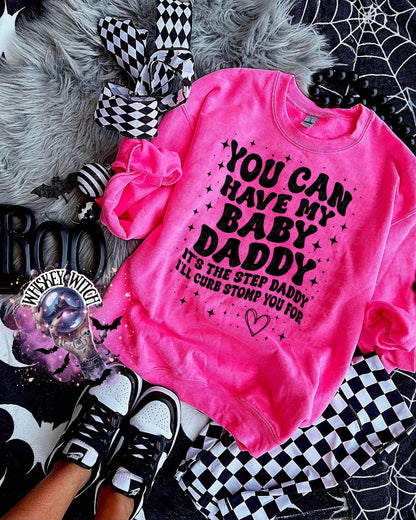 Funny Sarcastic Wavy Text Baby Daddy, Step Daddy Shirt, Mom humor