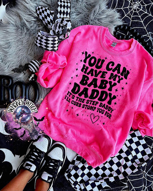 Funny Sarcastic Wavy Text Baby Daddy, Step Daddy Shirt, Mom humor
