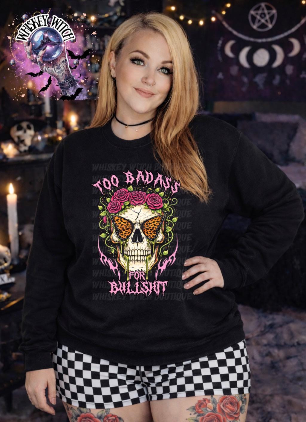 Gothic Skull Graphic Tee | Witchy Butterfly, Roses, Alt Fashion