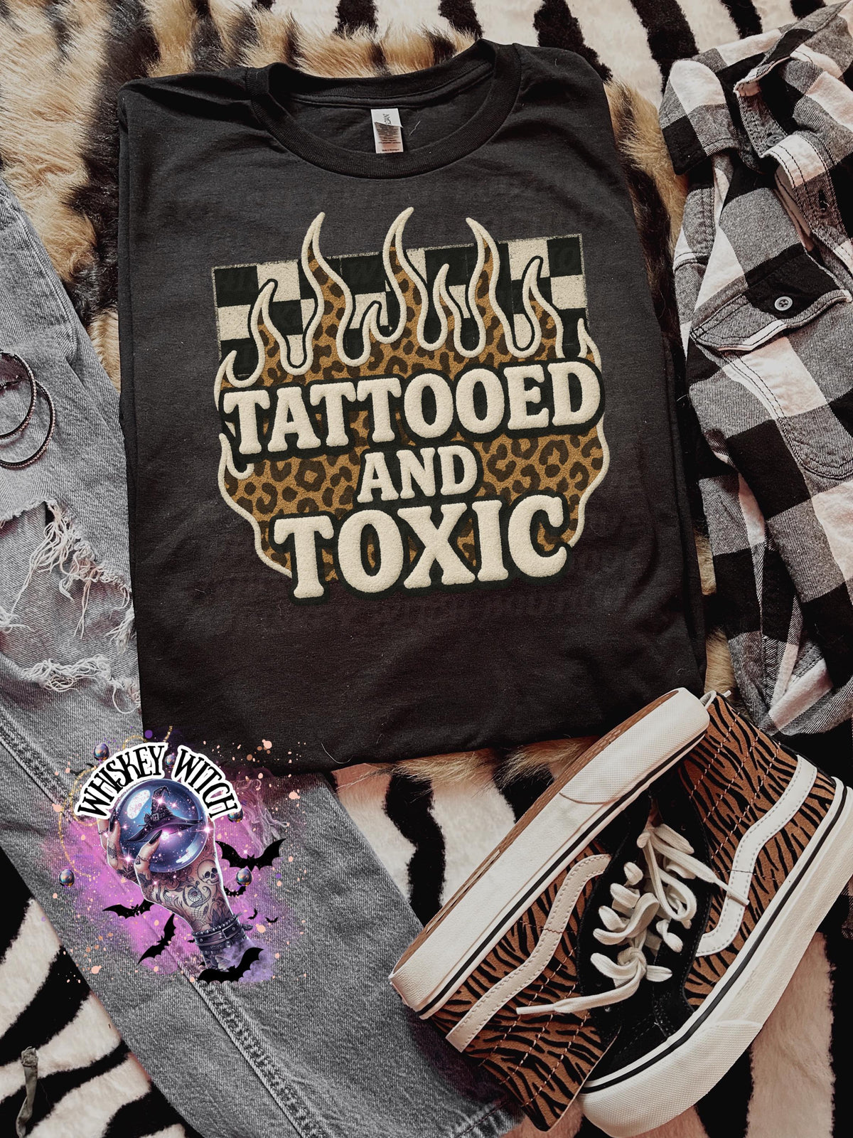 Tattooed and Toxic Leopard Print Shirt, Alternative Graphic Tee, Unisex T-Shirt