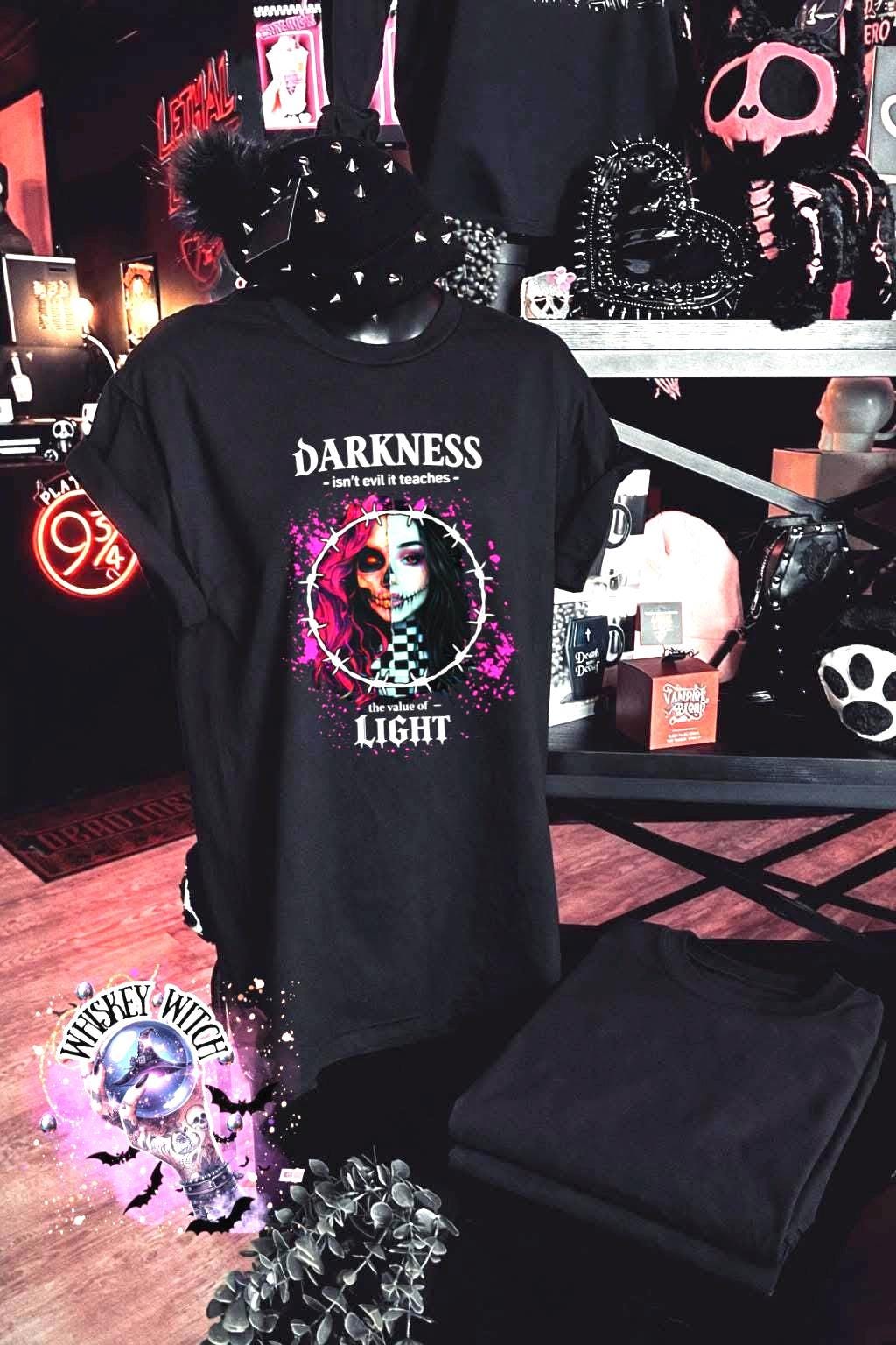 Gothic Skull Girl Graphic Tee, Witchy Black T-Shirt