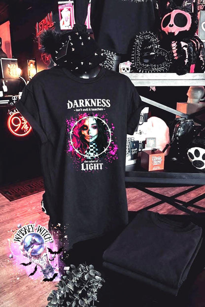 Gothic Skull Girl Graphic Tee, Witchy Black T-Shirt