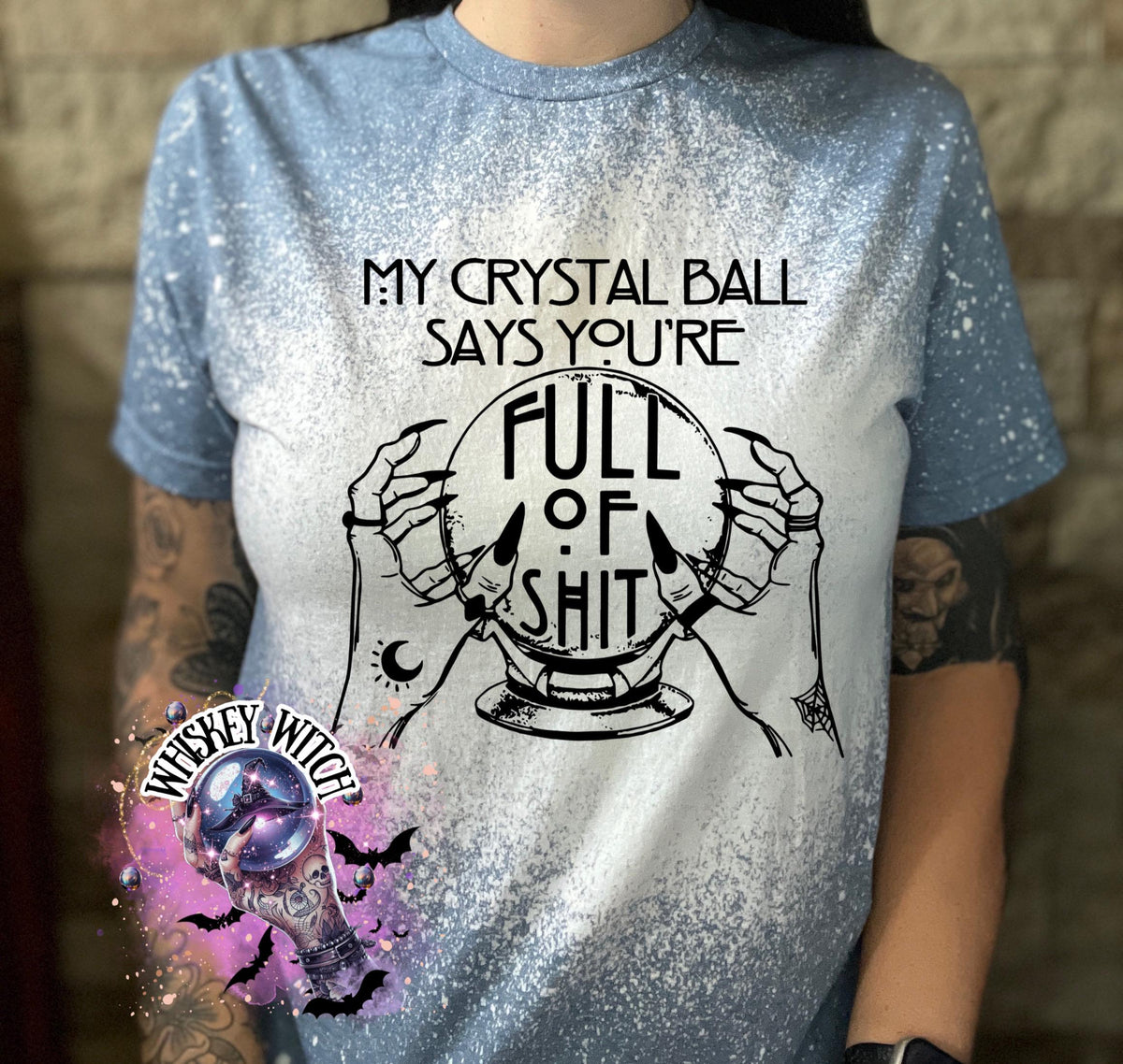 Bleached Witch T-Shirt – Crystal Ball Graphic Tee, Witchcore Top