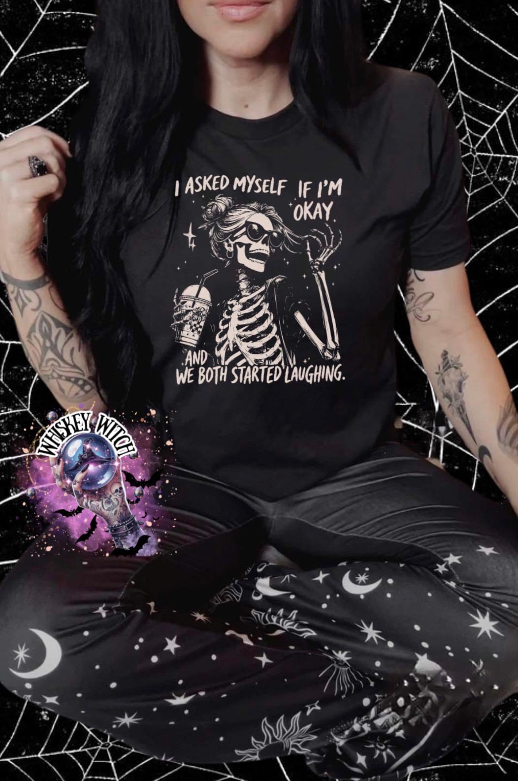 Funny Skeleton Graphic Tee, Dark Humor Witchy T-Shirt