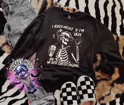 Funny Skeleton Graphic Tee, Dark Humor Witchy T-Shirt